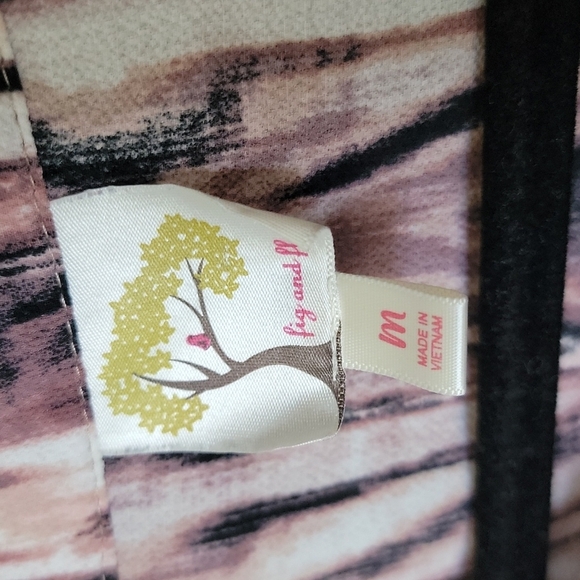 Fig & Flower Popover Office Boho Mixed Print Blouse Top Medium - Picture 2 of 5